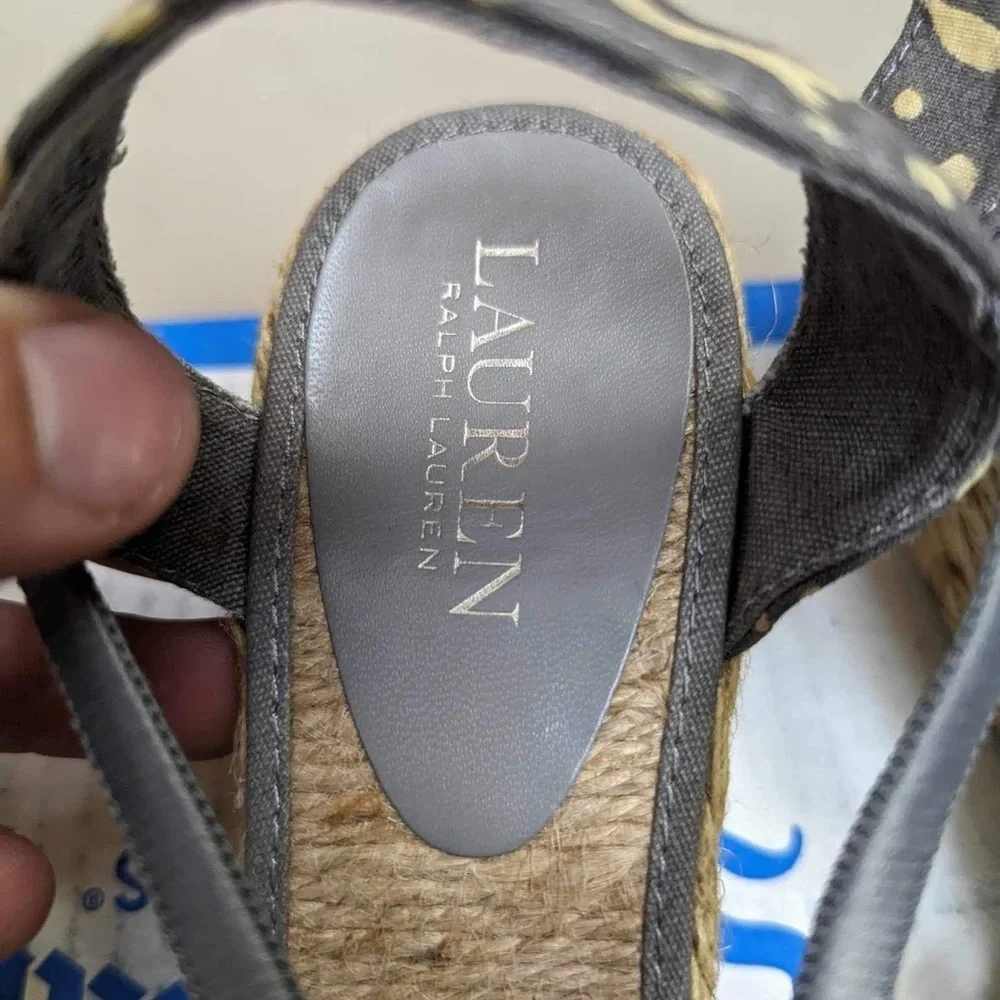 Lauren Ralph Lauren Calla Espadrille Gray Closed Toe‎ Wedges- Size 8.5